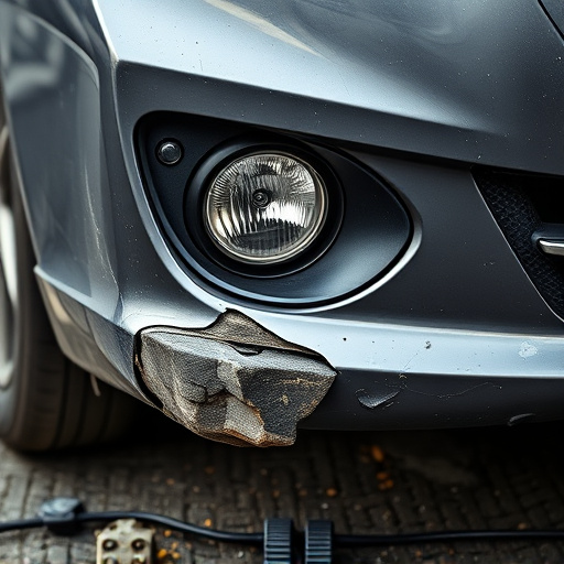 damaged car bumper