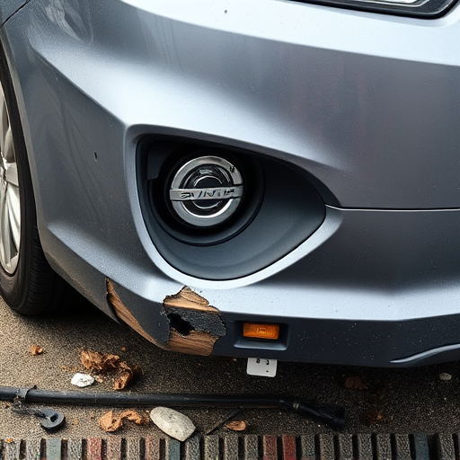 damaged car bumper