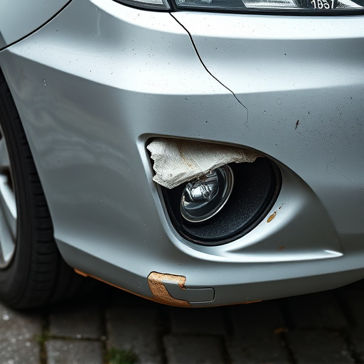 damaged car bumper