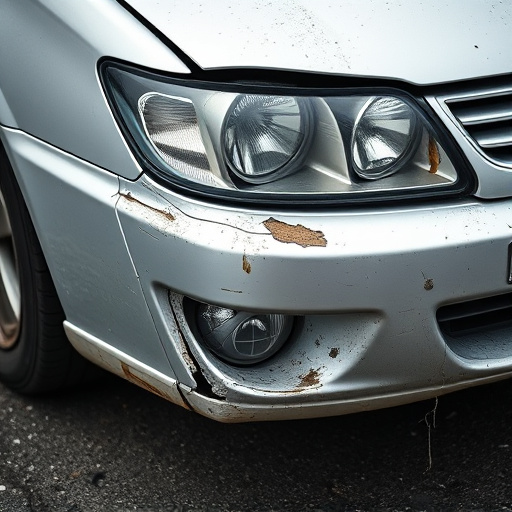 damaged car bumper