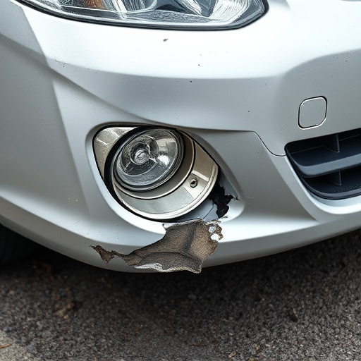 damaged car bumper