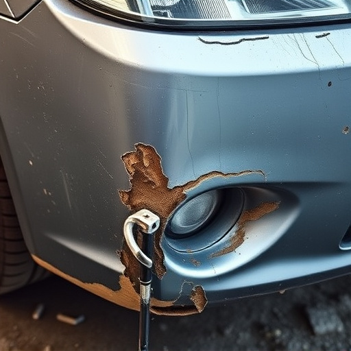 damaged car bumper