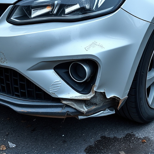 damaged car bumper