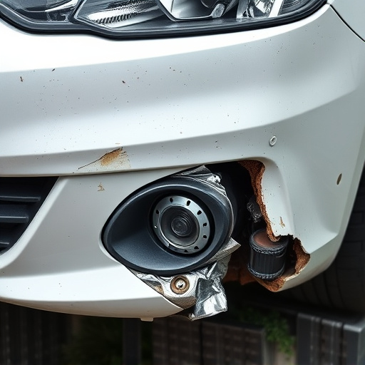 damaged car bumper