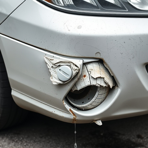 damaged car bumper