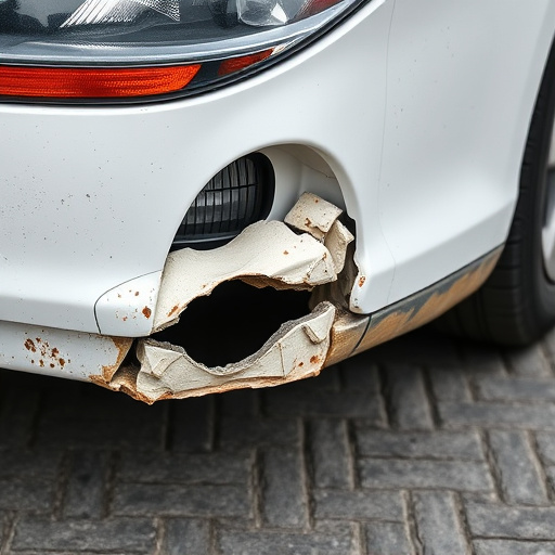 damaged car bumper
