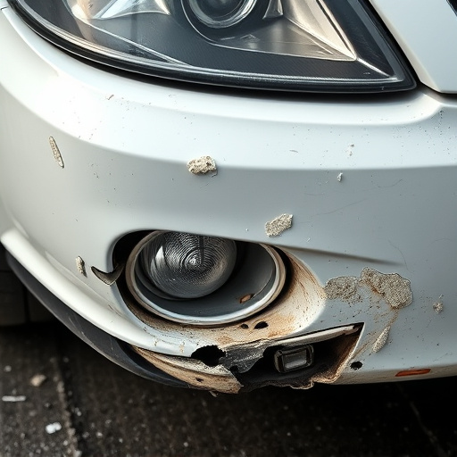 damaged car bumper
