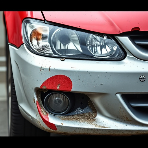 damaged car bumper