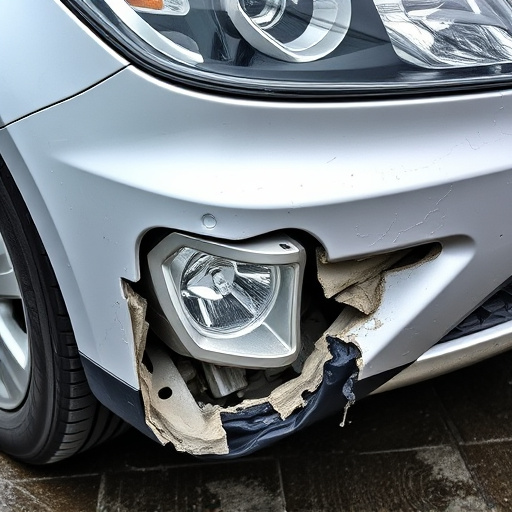 damaged car bumper
