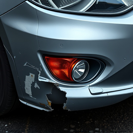 damaged car bumper