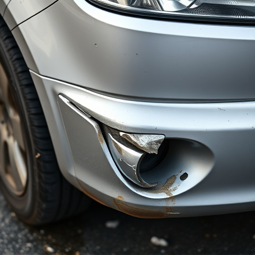 damaged car bumper