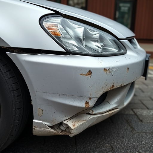 damaged car bumper