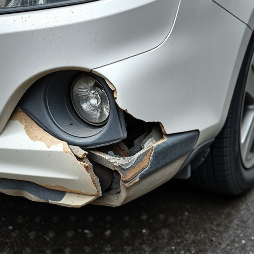 damaged car bumper