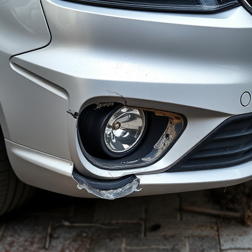 damaged car bumper