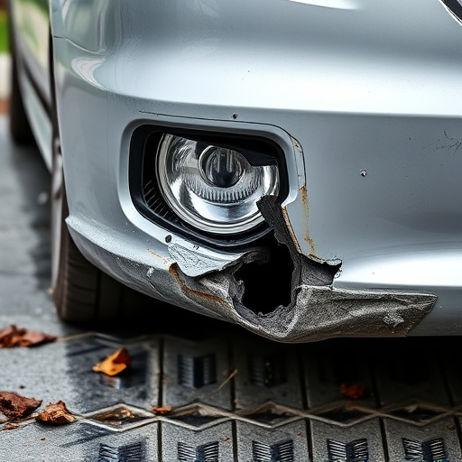damaged car bumper