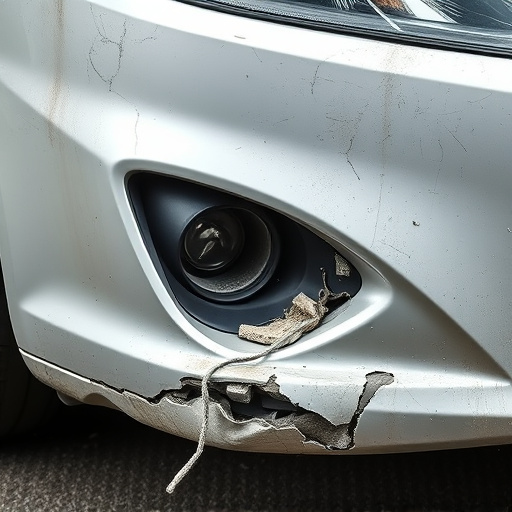 damaged car bumper