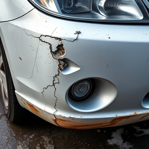 damaged car bumper