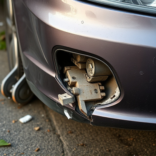 damaged car bumper