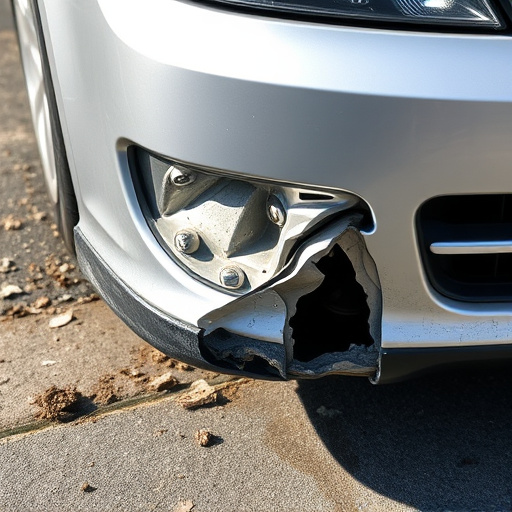 damaged car bumper