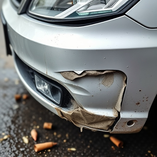 damaged car bumper