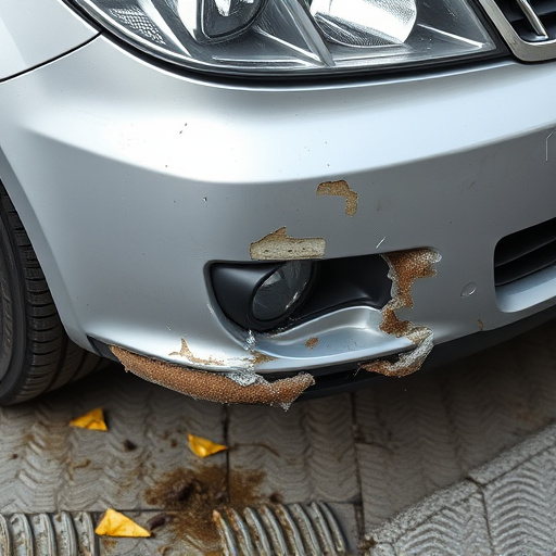damaged car bumper