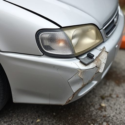 damaged car bumper