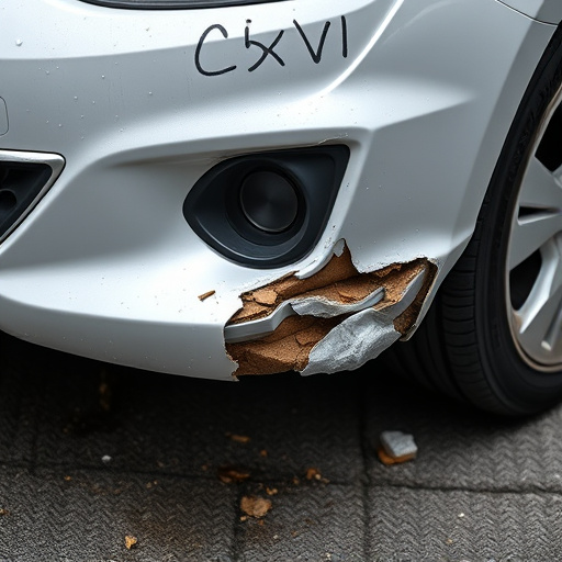 damaged car bumper