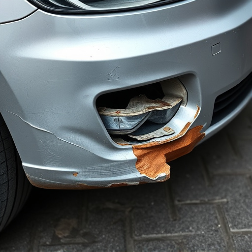 damaged car bumper