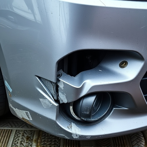 damaged car bumper