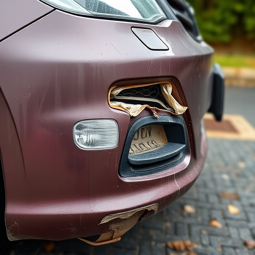 damaged car bumper
