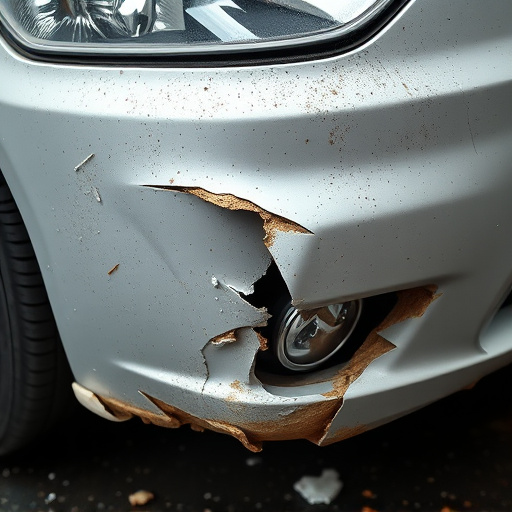 damaged car bumper