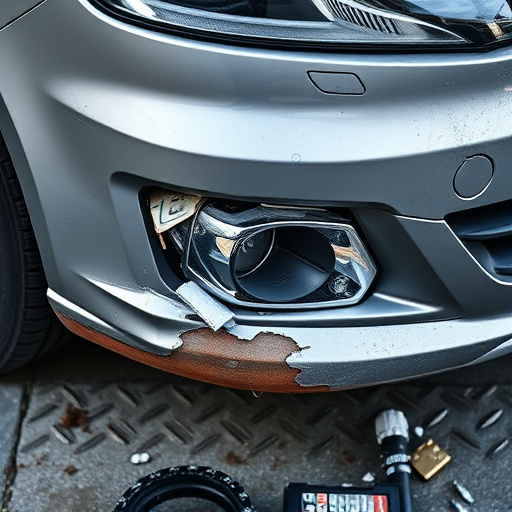 damaged car bumper