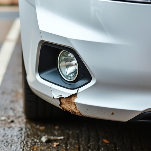damaged car bumper