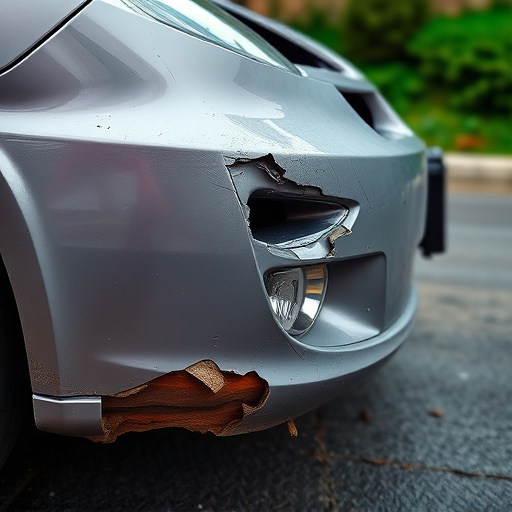 damaged car bumper