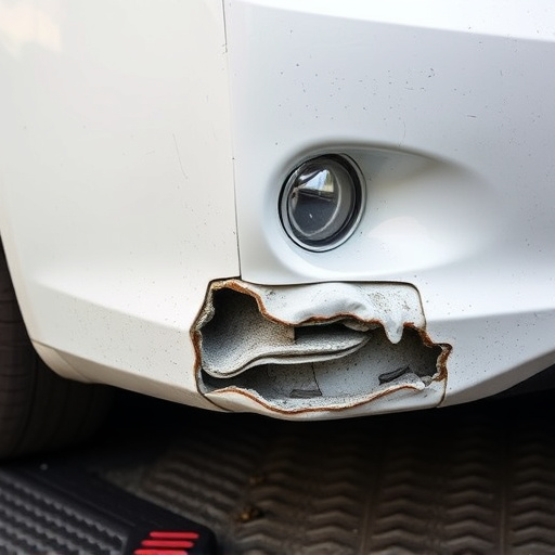 damaged car bumper