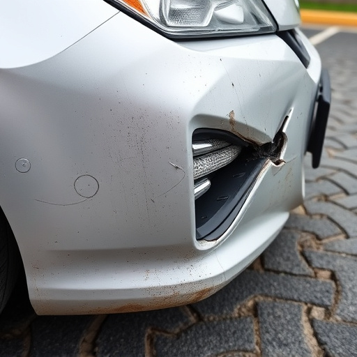damaged car bumper