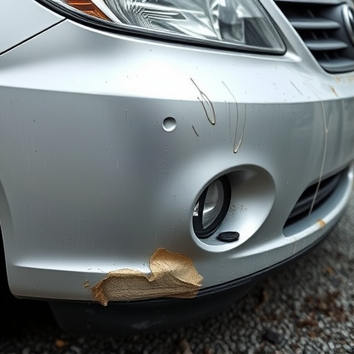 damaged car bumper