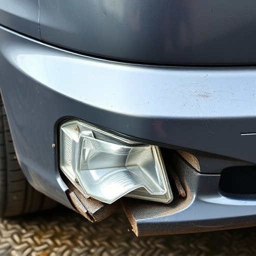damaged car bumper