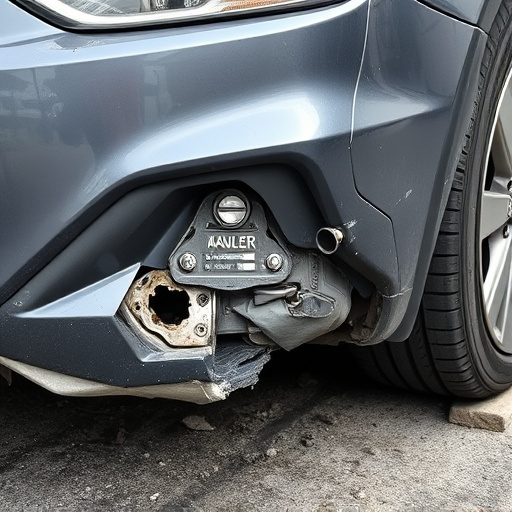 damaged car bumper