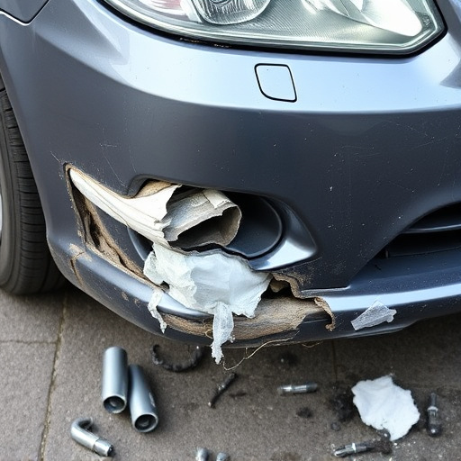 damaged car bumper