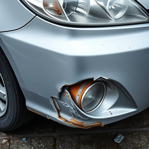 damaged car bumper