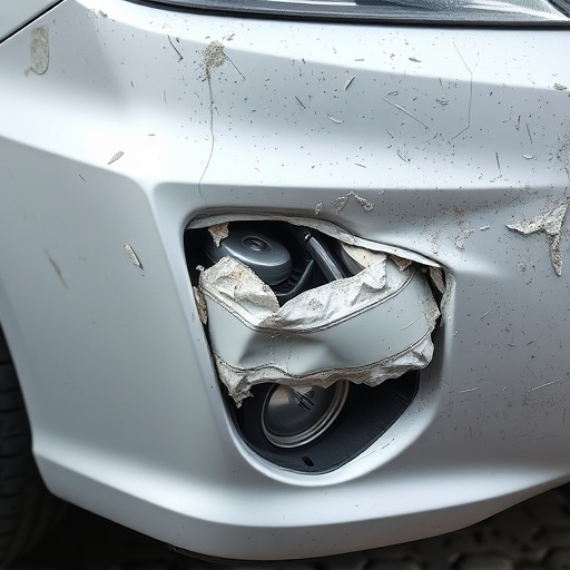 damaged car bumper