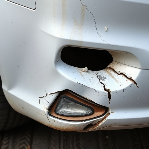 damaged car bumper