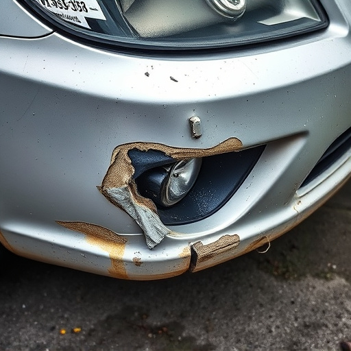 damaged car bumper