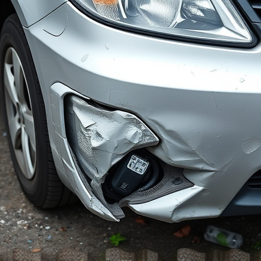 damaged car bumper