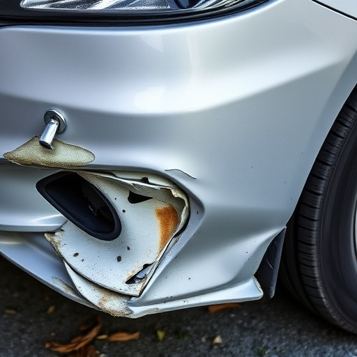 damaged car bumper