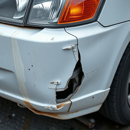 damaged car bumper