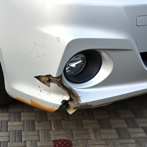 damaged car bumper