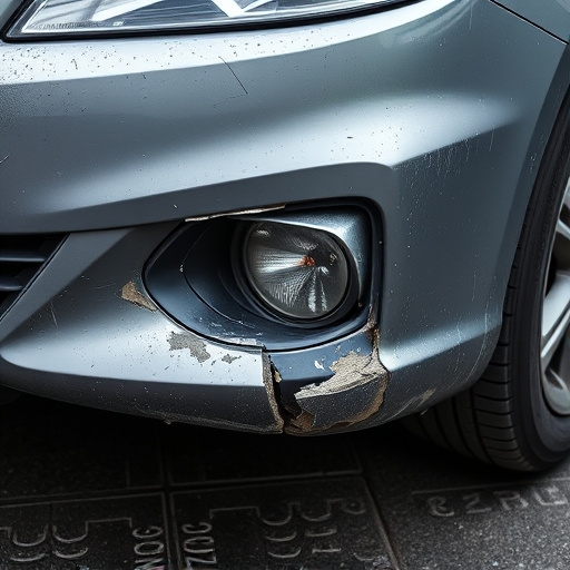 damaged car bumper