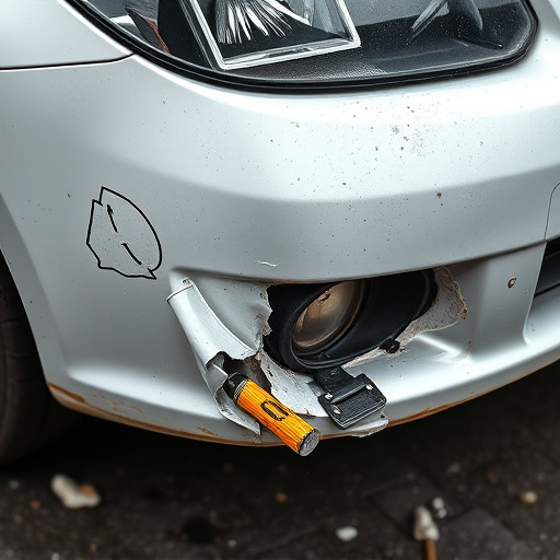 damaged car bumper